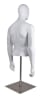 Male torso form with abstract egg head made of fiberglass featuring stainless steel stand and square weighted base for retail apparel display - Image 4 of 0