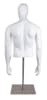 Male torso form with abstract egg head made of fiberglass featuring stainless steel stand and square weighted base for retail apparel display - Image 5 of 0