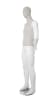 : Linen mixed fabric male mannequin in matte white finish with linen-textured head and torso, hands-behind-back standing pose, and removable head – Zing Display - Image 2 of 0