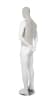 : Linen mixed fabric male mannequin in matte white finish with linen-textured head and torso, hands-behind-back standing pose, and removable head – Zing Display - Image 3 of 0
