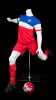 Headless male soccer mannequin in action kicking pose with gloss white finish for sports retail displays - Image 1 of 0