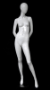 Abstract head female mannequin in a gloss white finish made of fiberglass with a right hip out pose and a round metal base. - Image 2 of 0
