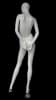Abstract head female mannequin in a gloss white finish made of fiberglass with a right hip out pose and a round metal base. - Image 3 of 0
