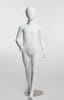 Glossy white fiberglass child mannequin in a walking pose with a round metal base. - Image 1 of 0