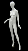 Glossy white female egghead mannequin in an open-arm pose standing on a polished chrome base with dual support rods. - Image 3 of 0