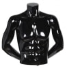 glossy black headless male half torso mannequin arms behind back retail display zing display - Image 1 of 0