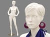 Realistic high gloss white female mannequin with hand on hip and sculpted hair on a dual-support glass base. - Image 5 of 0