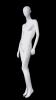 Elegant female abstract head mannequin in gloss white fiberglass with a left leg bent pose and a round metal base. - Image 2 of 0