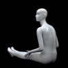 Seated abstract female mannequin in glossy white fiberglass with legs stretched out and no base required. - Image 2 of 0