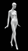Abstract female mannequin in glossy white fiberglass with flared hands and a round glass base. - Image 2 of 0