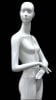 Abstract female mannequin in glossy white fiberglass with arms crossed in front and a round glass base. - Image 2 of 0
