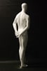 Matte white egghead male mannequin with arms behind back for retail clothing display and fashion merchandising - Image 3 of 0
