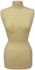 Female 3/4 torso mannequin size 6-8 covered in white linen with an adjustable brushed metal rectangular floor base and metal neck block. - Image 2 of 0