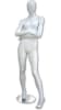 Glossy white fiberglass female mannequin with arms crossed pose and metal base for modern retail clothing display - Image 2 of 0