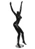 Glossy black headless female mannequin with raised arms up pose and sturdy base for retail apparel displays. - Image 2 of 0