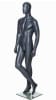 Grey fiberglass male mannequin with soft facial features in a standing crossed-leg pose on a metal base. - Image 3 of 0