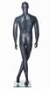 Grey fiberglass male mannequin with soft facial features in a standing crossed-leg pose on a metal base. - Image 4 of 0