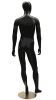Satin black male egghead mannequin made of fiberglass standing on a round glass base. - Image 2 of 0