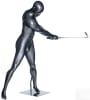 Glossy gray male swinging golfer sport mannequin for golf apparel and athletic retail display - Image 2 of 0