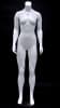 Glossy white headless female mannequin made of fiberglass in a standing pose with a metal base for retail clothing display. - Image 1 of 0