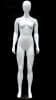 Glossy white petite female mannequin made of fiberglass in a straight-on pose with a round metal base. - Image 1 of 0