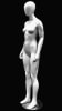 Glossy white petite female mannequin made of fiberglass in a straight-on pose with a round metal base. - Image 2 of 0