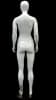 Glossy white petite female mannequin made of fiberglass in a straight-on pose with a round metal base. - Image 3 of 0