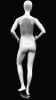 Glossy white petite female fiberglass mannequin in a straight-on pose with hands on hips and a round metal base. - Image 3 of 0