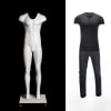 Male ghost mannequin with 3D hollow man effect and wheeled flat metal base for apparel display - Image 1 of 0