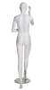 Matte white fiberglass female mannequin in a walking pose holding a cell phone on a stable metal base for lifestyle retail displays. - Image 3 of 0