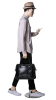 Realistic male mannequin made of flesh-tone fiberglass holding a cell phone prop on a stable glass base for retail lifestyle displays. - Image 4 of 0