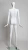 Female abstract mannequin Jane in glossy white fiberglass with hands flipped out and a square metal base for retail fashion display. - Image 3 of 0