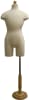 12-year-old child apparel form in tan jersey covered foam with a natural wood base and hanging loop. - Image 1 of 0