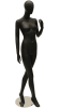 Missy egghead matte black female mannequin with leg over pose, glossy fiberglass finish, and chrome base for retail clothing displays - Image 4 of 0