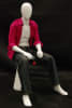 Egghead male mannequin seated with arms on knee for modern retail clothing and fashion display - Image 2 of 0