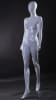 Glossy white female egghead mannequin in a sassy walking pose with a square metal base for retail fashion display. - Image 2 of 0