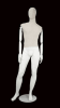 Matte white mixed fabric male mannequin with linen head and torso, fiberglass body, removable head, and bendable white wooden arms - Image 1 of 0