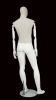 Matte white mixed fabric male mannequin with linen head and torso, fiberglass body, removable head, and bendable white wooden arms - Image 3 of 0