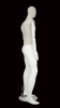 Matte white mixed fabric male mannequin with linen head and torso, fiberglass body, removable head, and bendable white wooden arms - Image 4 of 0