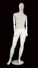 Matte white mixed fabric male mannequin with linen head and torso, fiberglass body, removable head, and bendable white wooden arms - Image 5 of 0