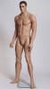 Realistic athletic male mannequin with molded hair made of fleshtone fiberglass on a clear glass base for retail window displays. - Image 1 of 0