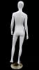 Matte White Female Egghead Mannequin with arms at sides in a standing pose. - Image 3 of 0