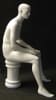Matte white male mannequin seated with arms on knees for retail clothing and fashion display - Image 3 of 0