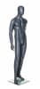 Grey fiberglass male mannequin with hand on hip standing on a square glass base with dual foot and calf supports. - Image 2 of 0