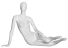 Sleek female fiberglass mannequin in a matte white finish standing on a sturdy metal base. - Image 1 of 0