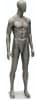 Metallic gray fiberglass male mannequin designed for modern retail clothing and fashion display presentation - Image 1 of 0