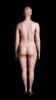 Plus-size female fiberglass mannequin in flesh tone with molded hair and metal base for retail clothing display. - Image 2 of 0