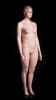 Plus-size female fiberglass mannequin in flesh tone with molded hair and metal base for retail clothing display. - Image 4 of 0