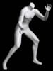 Matte white fiberglass young boy basketball mannequin in a blocking pose with a metal base and calf support for sports apparel displays. - Image 4 of 0