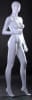 Headless female mannequin Rose in a standing pose, featuring a white glossy fiberglass finish and a square glass base for retail window displays. - Image 1 of 0
